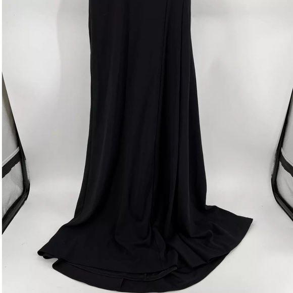NEW Tadashi Shoji Black Ayelet One Shoulder Formal Maxi Dress Gown Medium - Picture 5 of 11